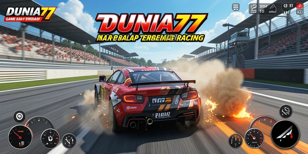 Screenshot dari gameplay balap yang seru di DUNIA77.