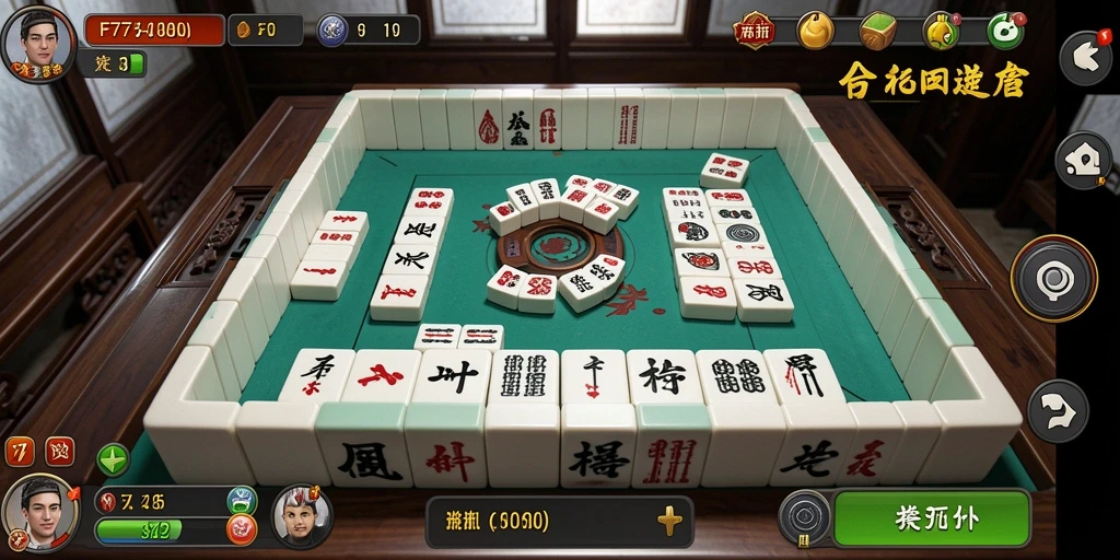 Tampilan gameplay seru F7F7 dalam permainan Mahjong.