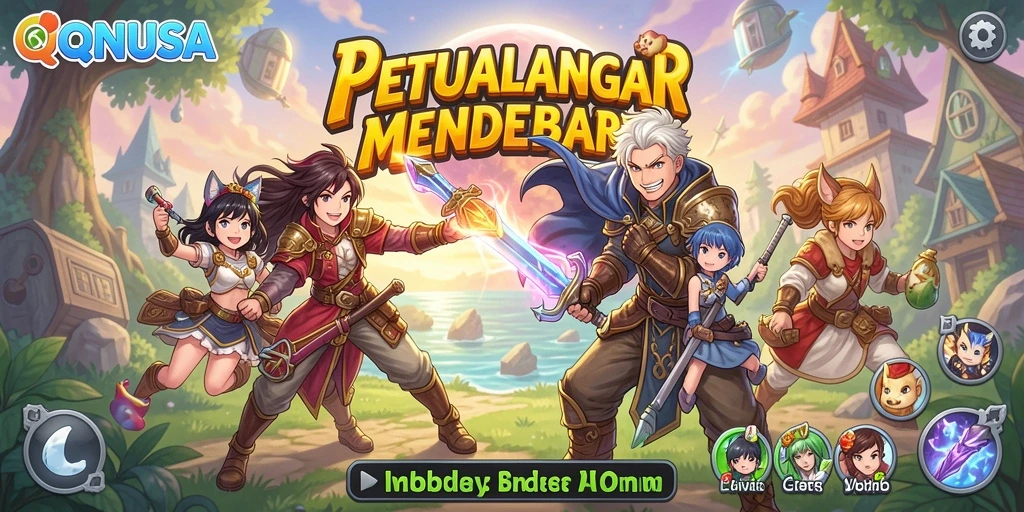 Screenshot QQNUSA menampilkan aksi seru dalam dunia anime.
