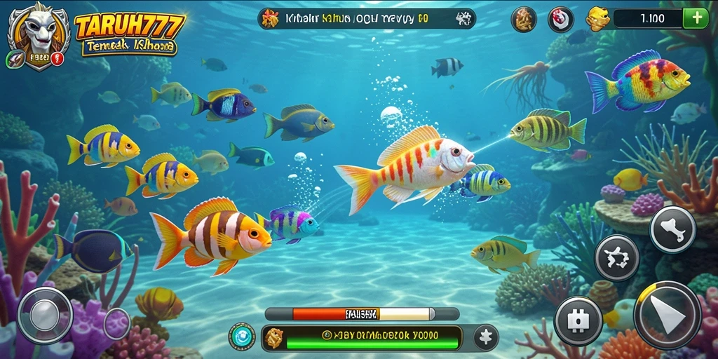 Screenshot gameplay menampilkan aksi seru dalam Tembak Ikan.