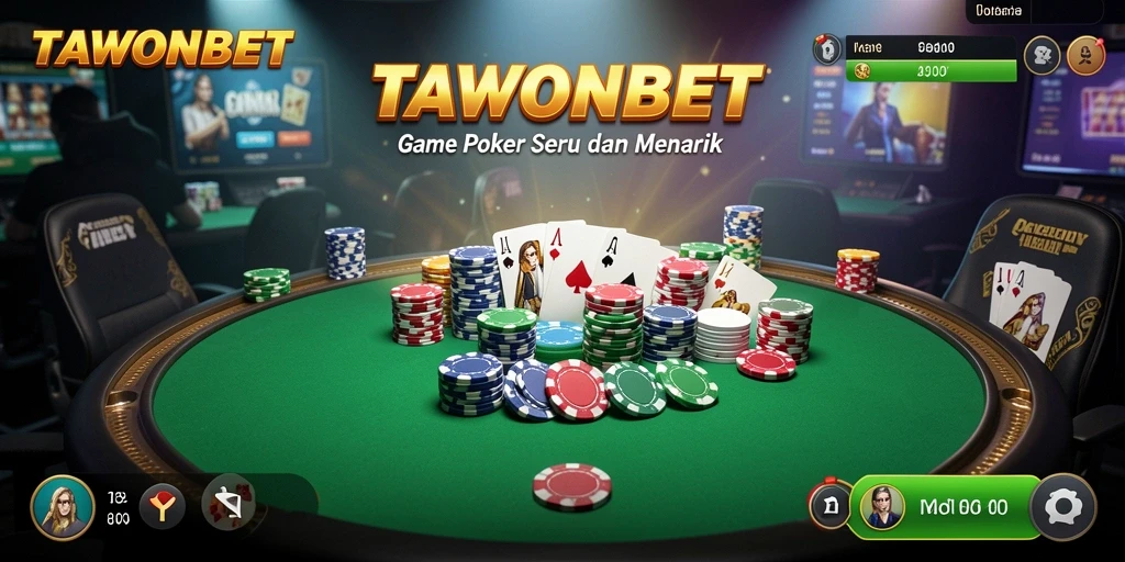 Tampilan gameplay TAWONBET yang mendebarkan dalam permainan Poker.